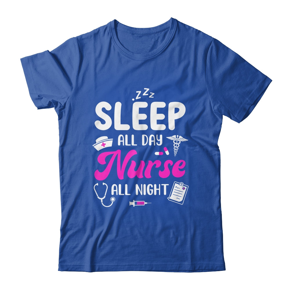 Sleep All Day Nurse All Night Funny Nursing ER RN LPN CNA Shirt & Tank Top | teecentury