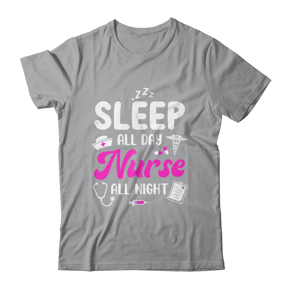 Sleep All Day Nurse All Night Funny Nursing ER RN LPN CNA Shirt & Tank Top | teecentury