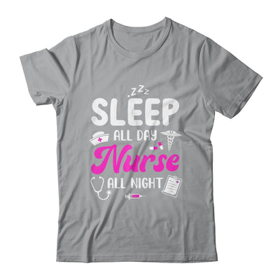 Sleep All Day Nurse All Night Funny Nursing ER RN LPN CNA Shirt & Tank Top | teecentury