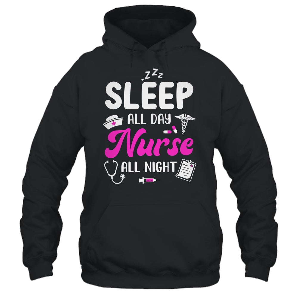 Sleep All Day Nurse All Night Funny Nursing ER RN LPN CNA Shirt & Tank Top | teecentury