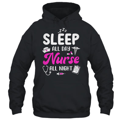 Sleep All Day Nurse All Night Funny Nursing ER RN LPN CNA Shirt & Tank Top | teecentury