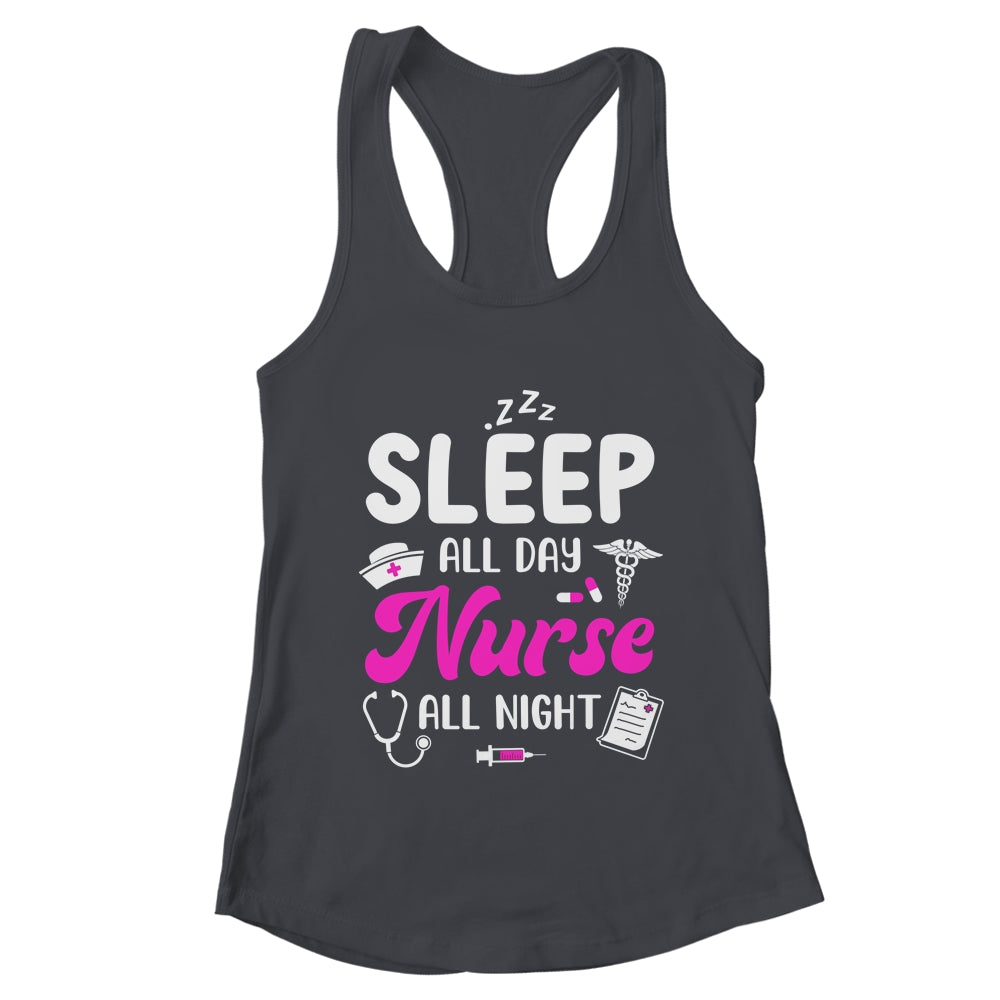 Sleep All Day Nurse All Night Funny Nursing ER RN LPN CNA Shirt & Tank Top | teecentury