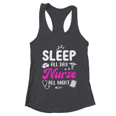 Sleep All Day Nurse All Night Funny Nursing ER RN LPN CNA Shirt & Tank Top | teecentury