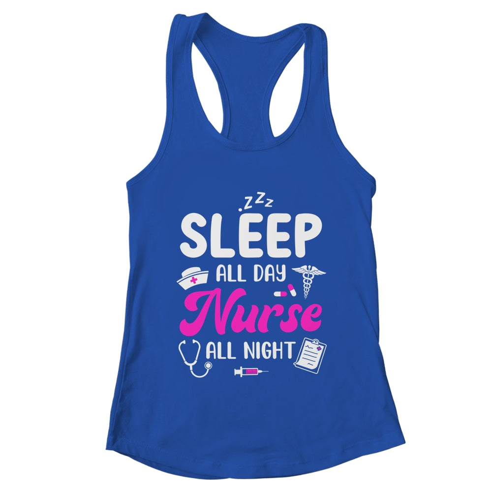 Sleep All Day Nurse All Night Funny Nursing ER RN LPN CNA Shirt & Tank Top | teecentury