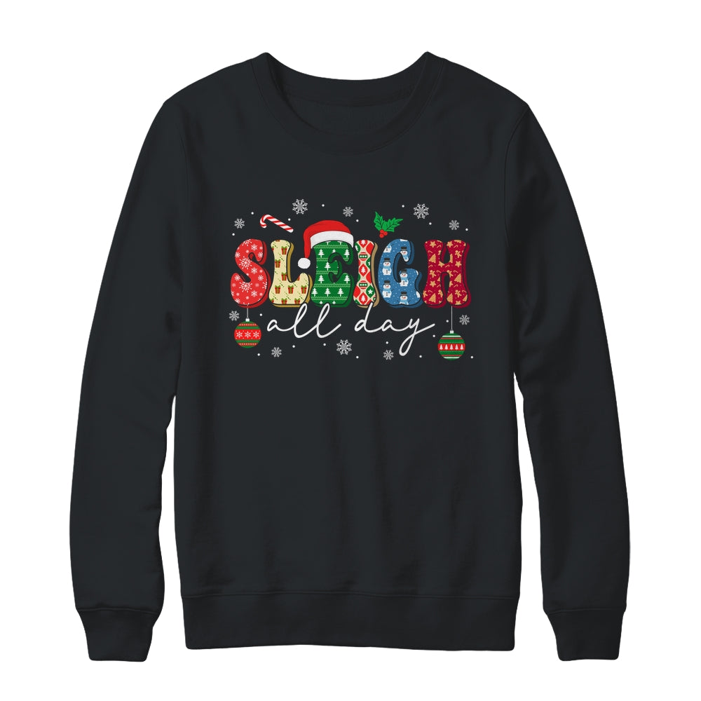 Sleigh All Day Slay Women Christmas Vintage Groovy Santa Hat Shirt & Sweatshirt | teecentury