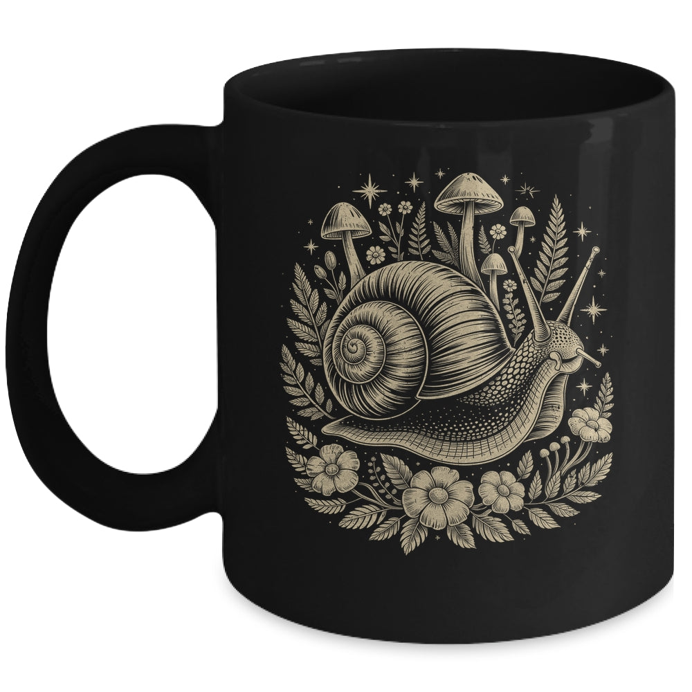 Snail Mushroom Floral Cottagecore Fairycore Aesthetic Women Mug | teecentury