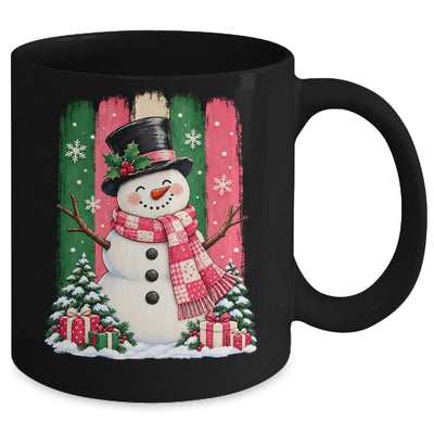 Snowman Pink Scarf Retro Christmas Holiday Xmas Winter Mug | teecentury