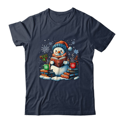 Snowman Reading Book Lovers Christmas Bookworm Librarian Shirt & Sweatshirt | teecentury