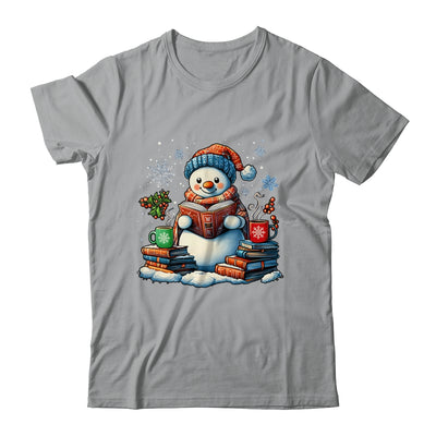 Snowman Reading Book Lovers Christmas Bookworm Librarian Shirt & Sweatshirt | teecentury