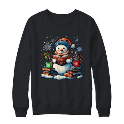 Snowman Reading Book Lovers Christmas Bookworm Librarian Shirt & Sweatshirt | teecentury