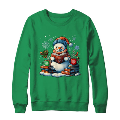 Snowman Reading Book Lovers Christmas Bookworm Librarian Shirt & Sweatshirt | teecentury