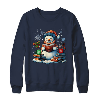 Snowman Reading Book Lovers Christmas Bookworm Librarian Shirt & Sweatshirt | teecentury