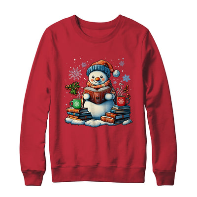 Snowman Reading Book Lovers Christmas Bookworm Librarian Shirt & Sweatshirt | teecentury