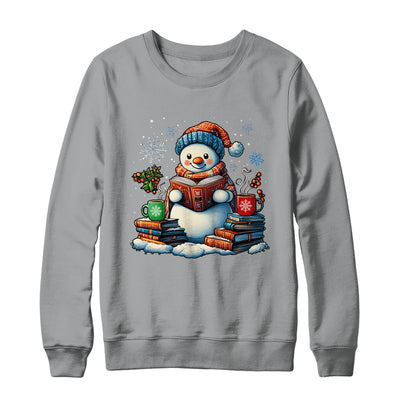 Snowman Reading Book Lovers Christmas Bookworm Librarian Shirt & Sweatshirt | teecentury