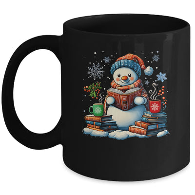 Snowman Reading Book Lovers Christmas Bookworm Librarian Mug | teecentury
