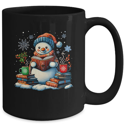 Snowman Reading Book Lovers Christmas Bookworm Librarian Mug | teecentury
