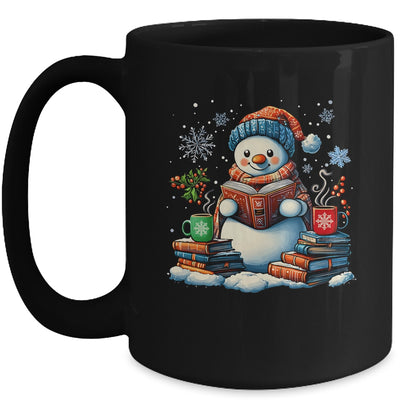 Snowman Reading Book Lovers Christmas Bookworm Librarian Mug | teecentury