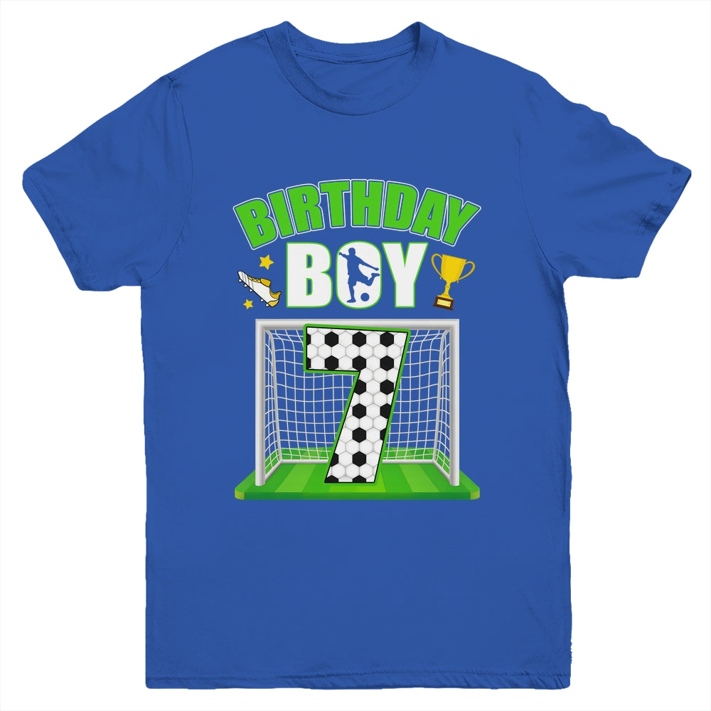 Soccer 7th Birthday Boy 7 Year Old Sport 7yr Boys Party Youth Shirt | teecentury