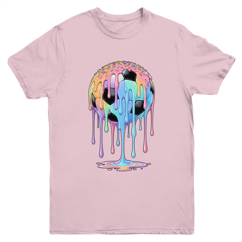 Soccer Ball Ice Cream Dripping Cute Soccer Drip Boys Girls Youth Shirt | teecentury