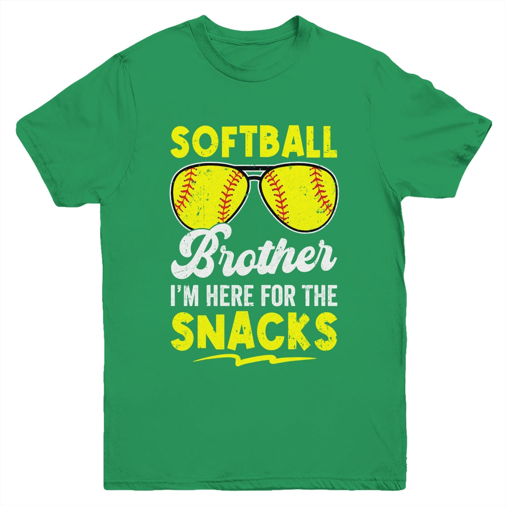 Softball Brother I'm Just Here For The Snacks Funny Retro Youth Shirt | teecentury