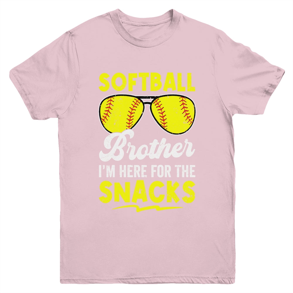 Softball Brother I'm Just Here For The Snacks Funny Retro Youth Shirt | teecentury