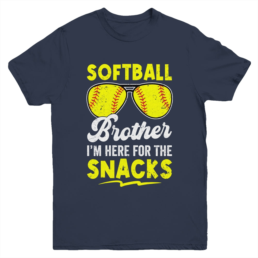 Softball Brother I'm Just Here For The Snacks Funny Retro Youth Shirt | teecentury