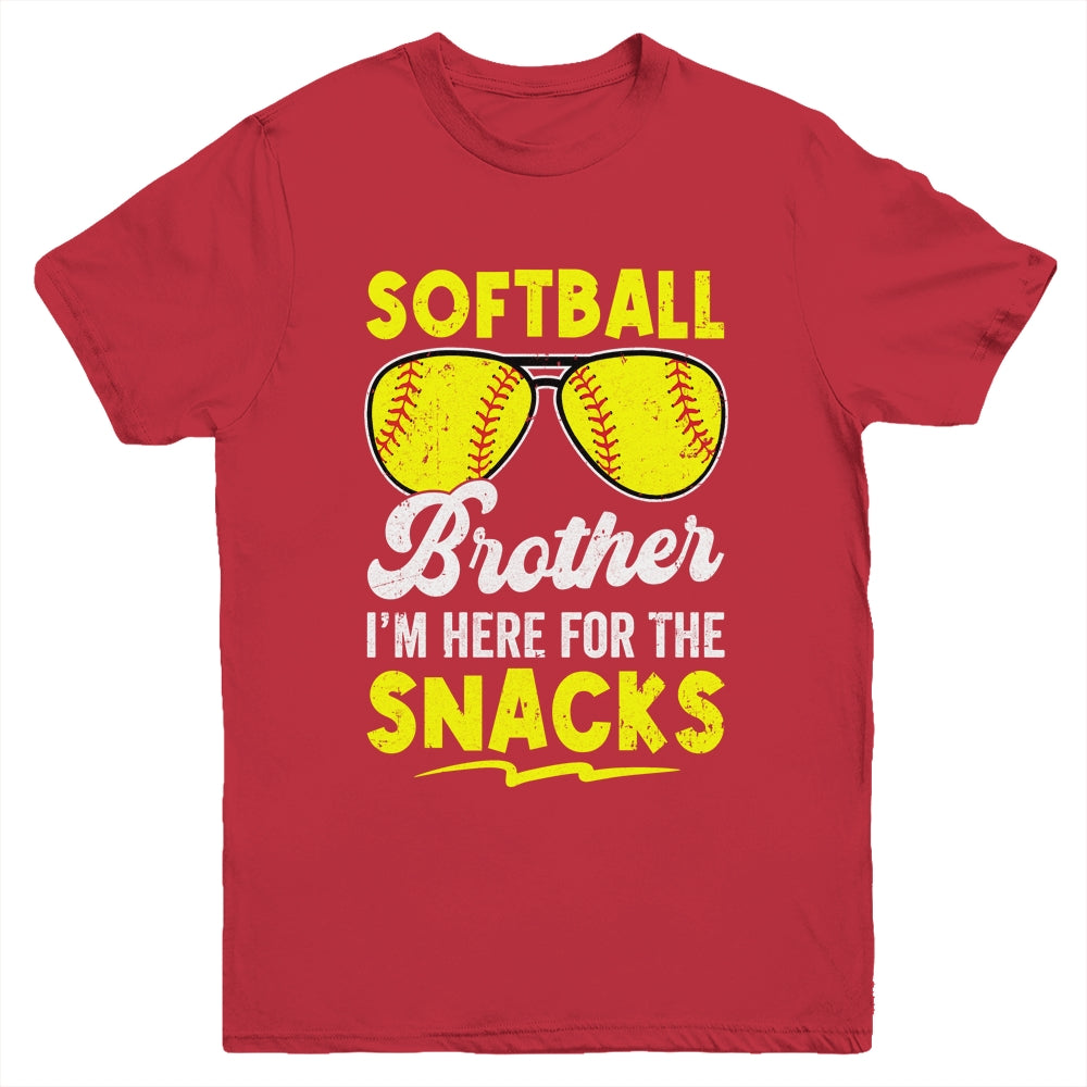 Softball Brother I'm Just Here For The Snacks Funny Retro Youth Shirt | teecentury