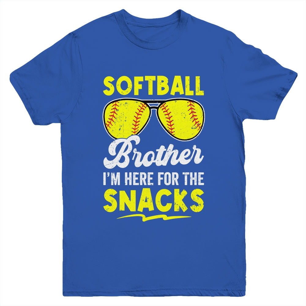 Softball Brother I'm Just Here For The Snacks Funny Retro Youth Shirt | teecentury