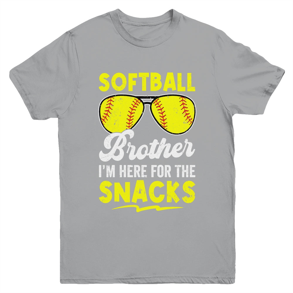 Softball Brother I'm Just Here For The Snacks Funny Retro Youth Shirt | teecentury