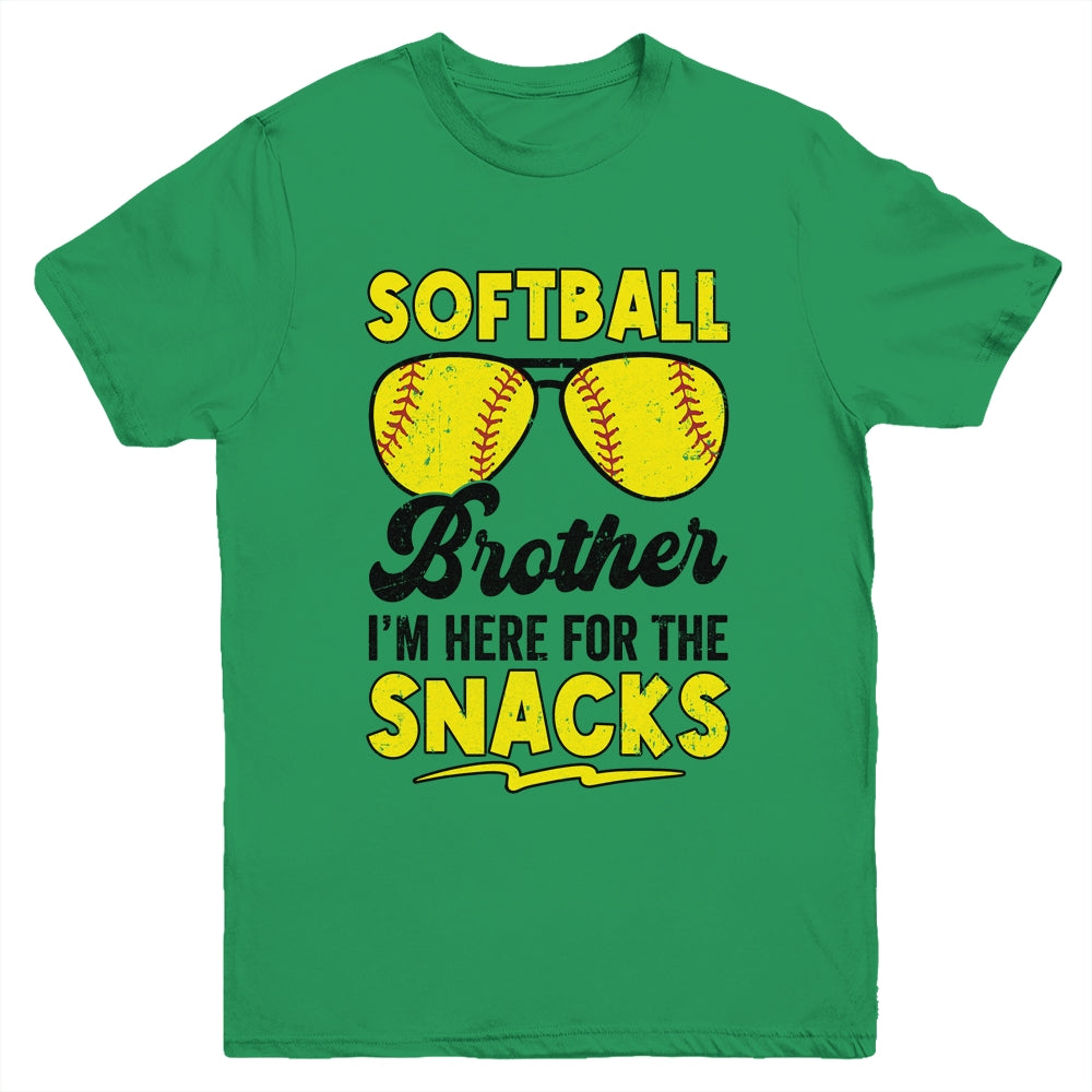 Softball Brother I'm Just Here For The Snacks Funny Youth Shirt | teecentury