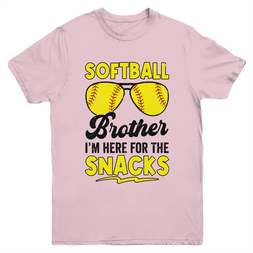 Softball Brother I'm Just Here For The Snacks Funny Youth Shirt | teecentury