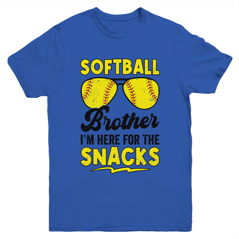 Softball Brother I'm Just Here For The Snacks Funny Youth Shirt | teecentury