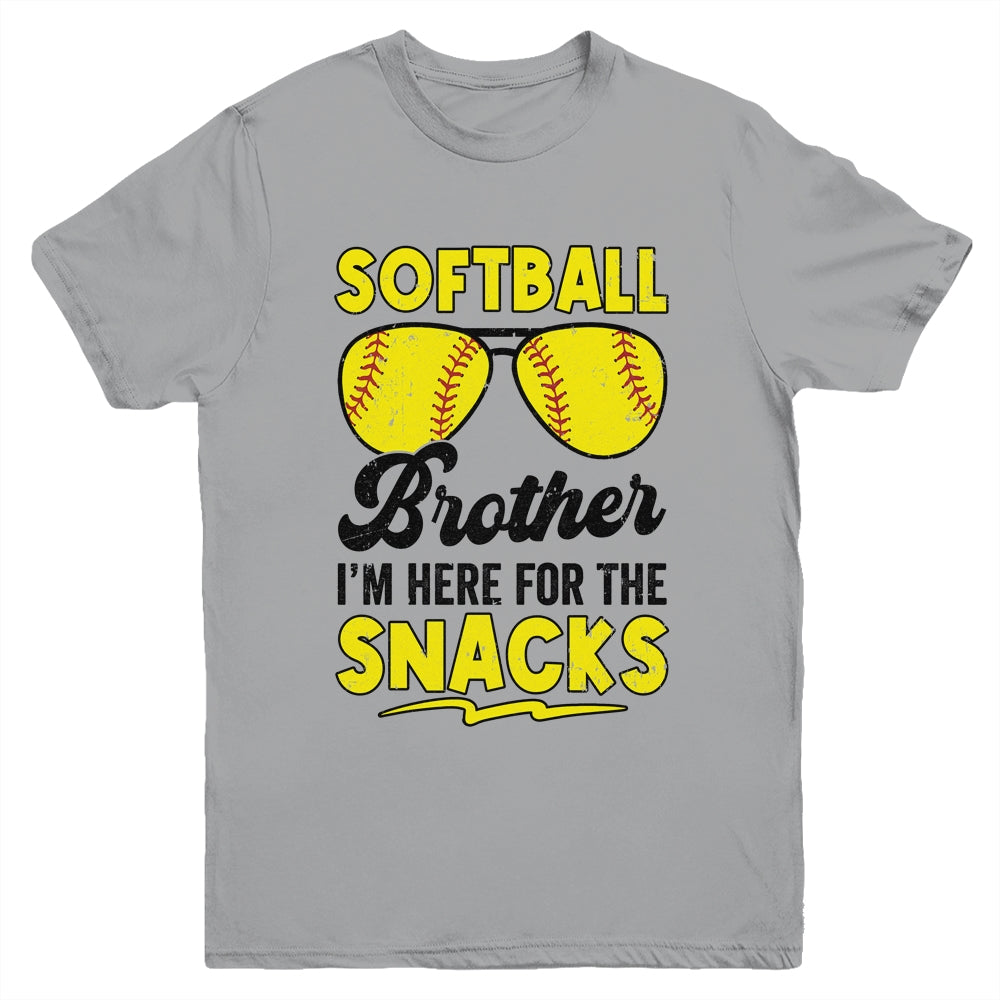 Softball Brother I'm Just Here For The Snacks Funny Youth Shirt | teecentury