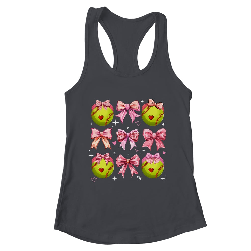 Softball Coquette Bow Softball Mom Mothers Day Softball Mama Shirt & Tank Top | teecentury