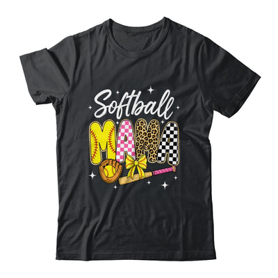 Softball Mama Leopard Coquette Bow Mom Mother Women Shirt & Tank Top | teecentury