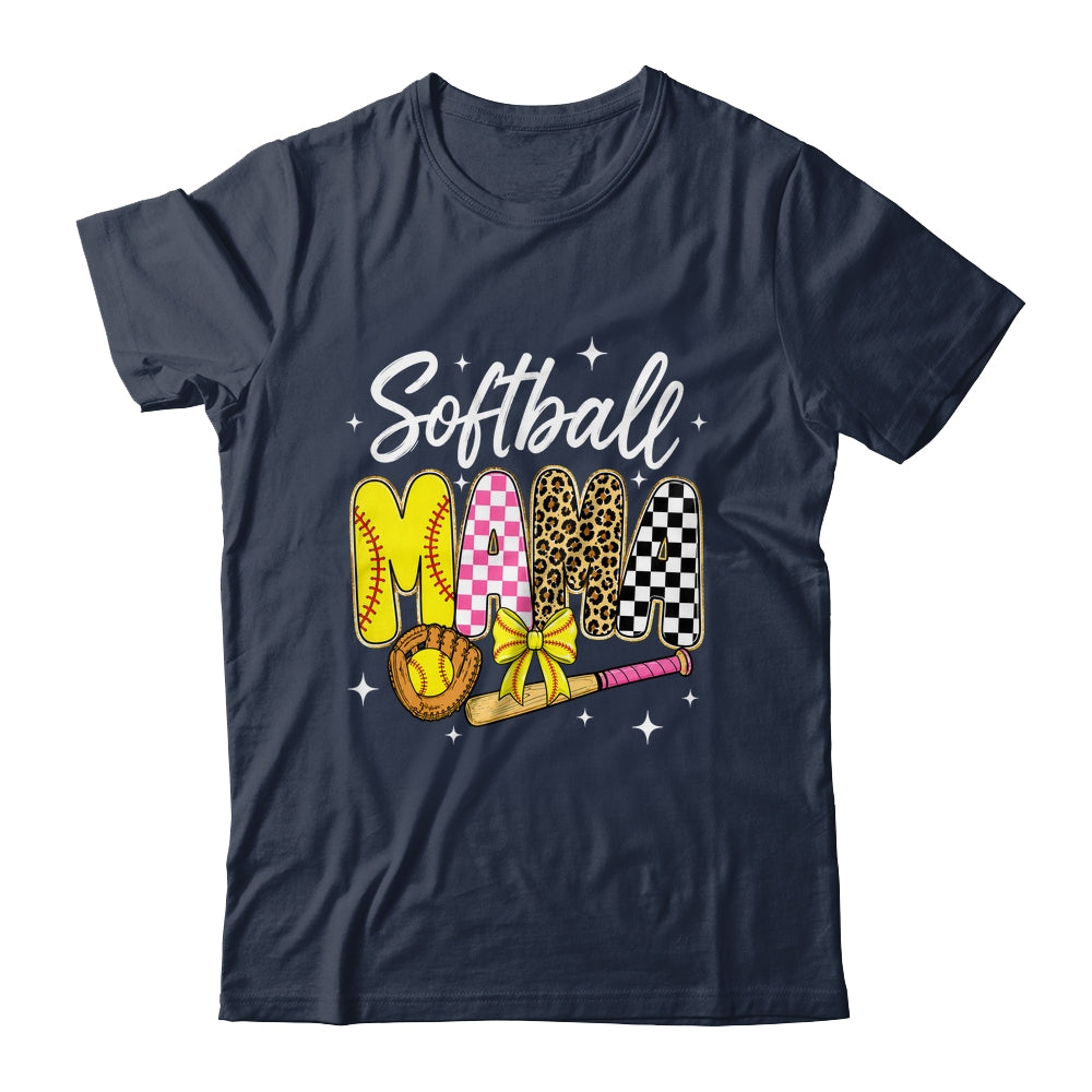Softball Mama Leopard Coquette Bow Mom Mother Women Shirt & Tank Top | teecentury