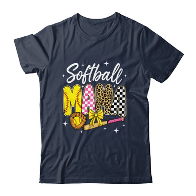 Softball Mama Leopard Coquette Bow Mom Mother Women Shirt & Tank Top | teecentury