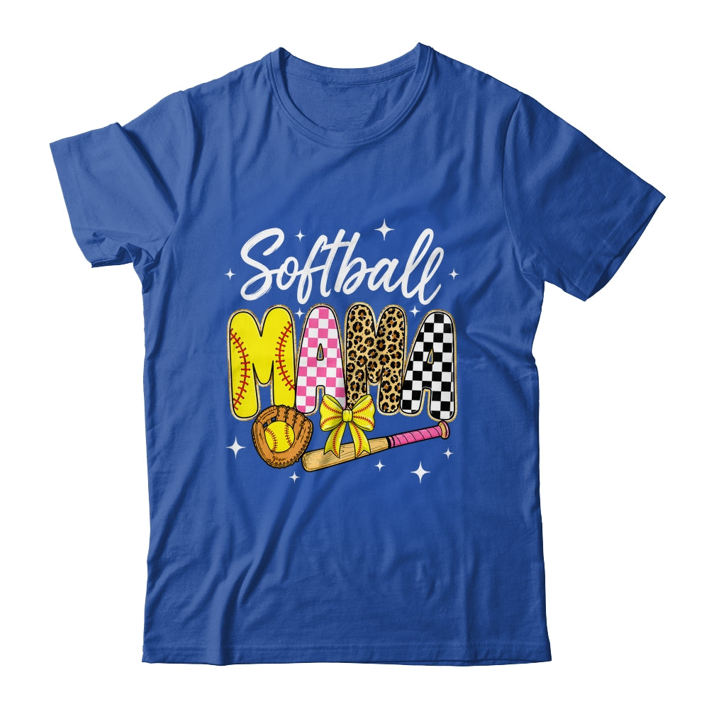 Softball Mama Leopard Coquette Bow Mom Mother Women Shirt & Tank Top | teecentury