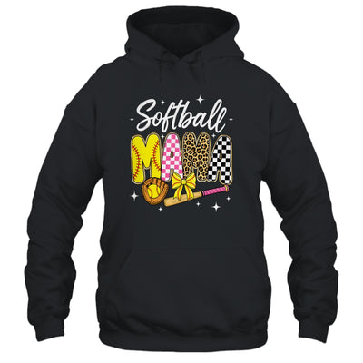 Softball Mama Leopard Coquette Bow Mom Mother Women Shirt & Tank Top | teecentury