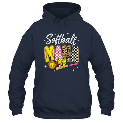 Softball Mama Leopard Coquette Bow Mom Mother Women Shirt & Tank Top | teecentury