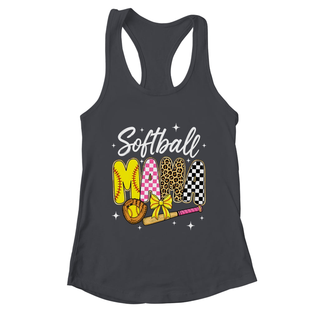 Softball Mama Leopard Coquette Bow Mom Mother Women Shirt & Tank Top | teecentury