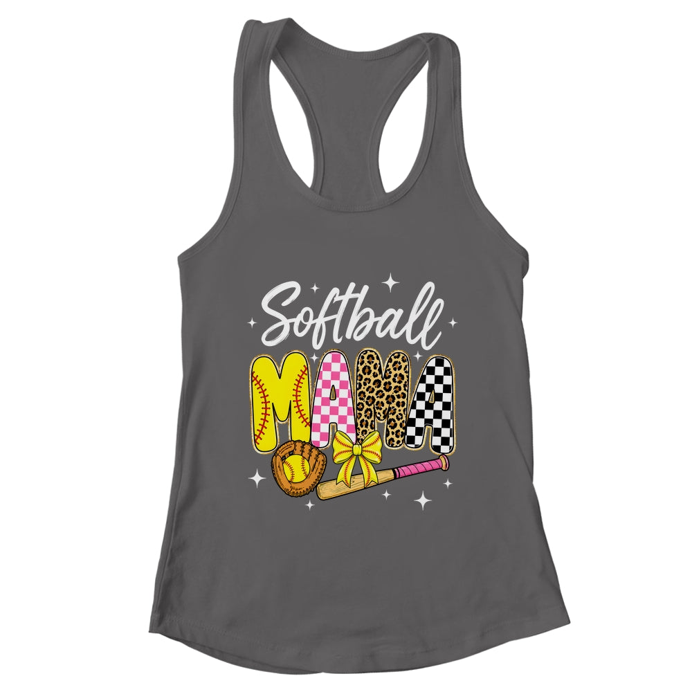 Softball Mama Leopard Coquette Bow Mom Mother Women Shirt & Tank Top | teecentury