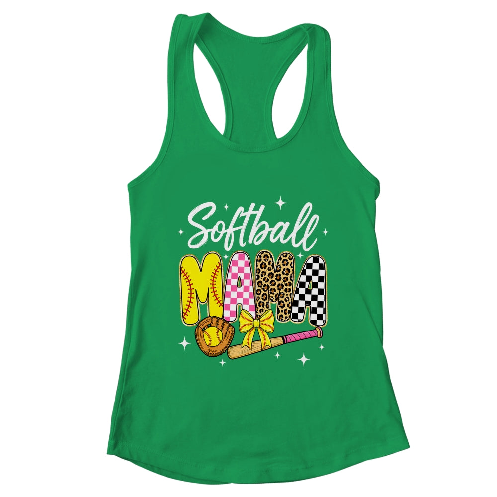 Softball Mama Leopard Coquette Bow Mom Mother Women Shirt & Tank Top | teecentury
