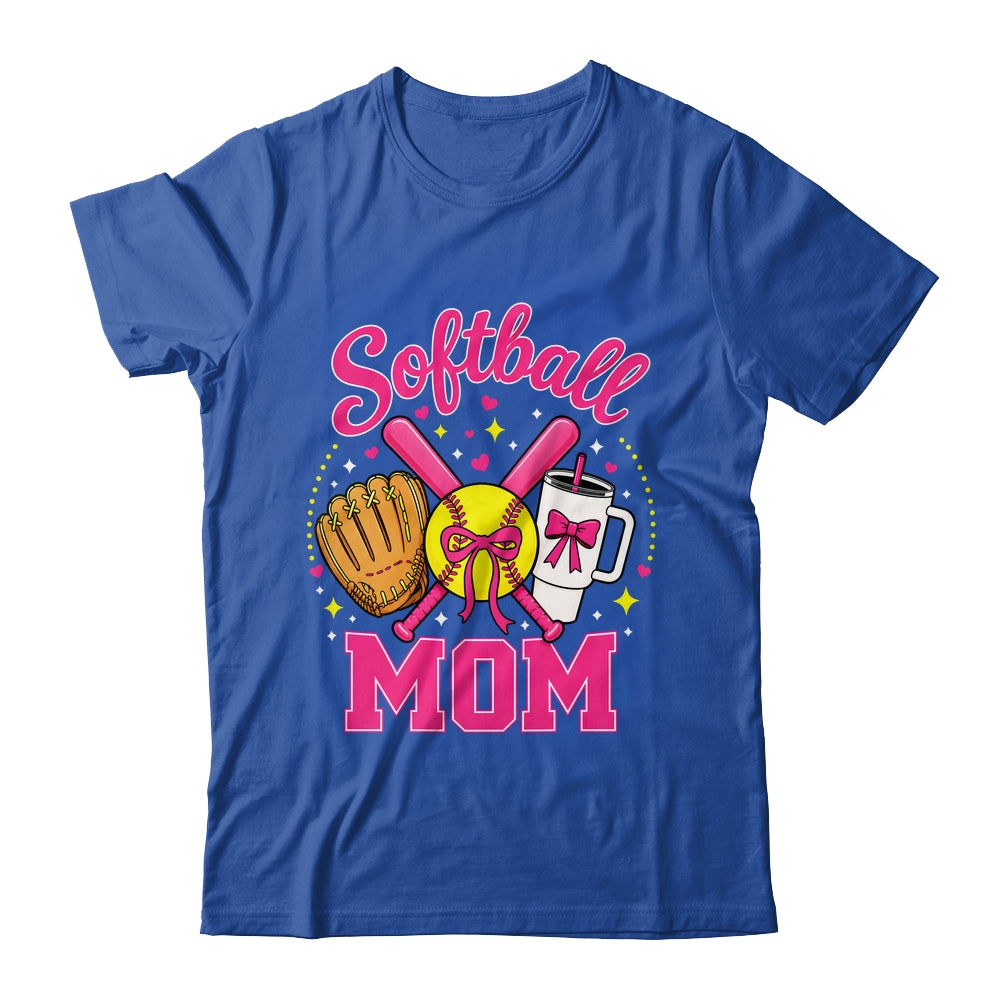 Softball Mom Player Game Day Coquette Pink Bow Shirt & Tank Top | teecentury