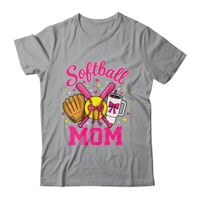 Softball Mom Player Game Day Coquette Pink Bow Shirt & Tank Top | teecentury