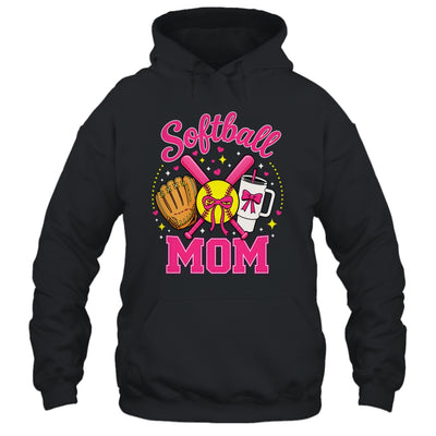 Softball Mom Player Game Day Coquette Pink Bow Shirt & Tank Top | teecentury