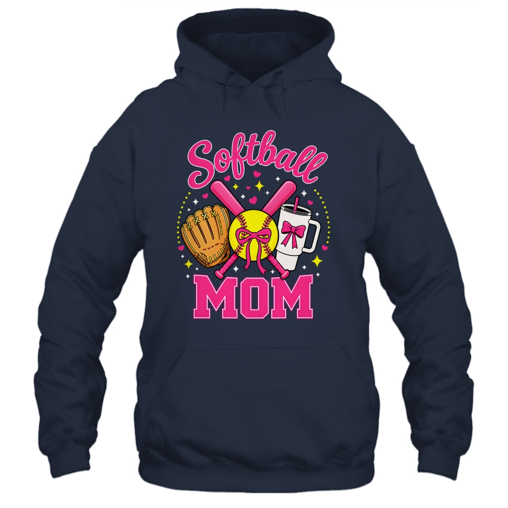 Softball Mom Player Game Day Coquette Pink Bow Shirt & Tank Top | teecentury