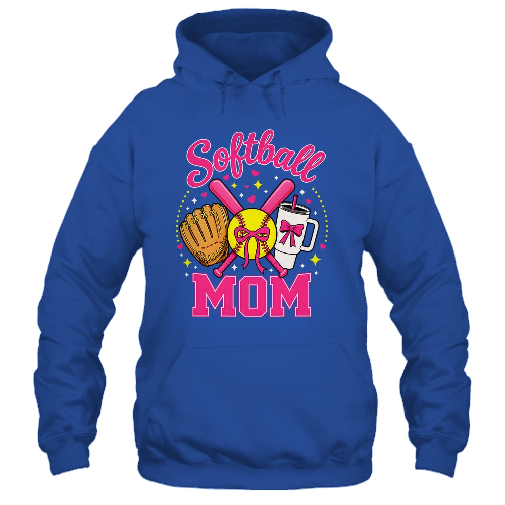 Softball Mom Player Game Day Coquette Pink Bow Shirt & Tank Top | teecentury