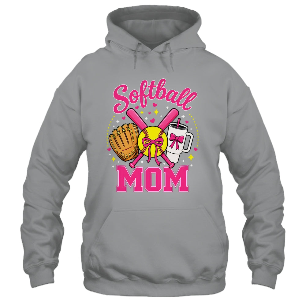 Softball Mom Player Game Day Coquette Pink Bow Shirt & Tank Top | teecentury