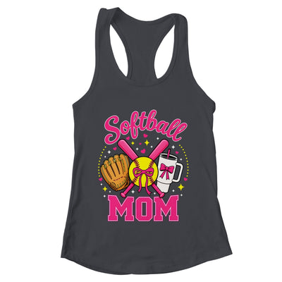 Softball Mom Player Game Day Coquette Pink Bow Shirt & Tank Top | teecentury